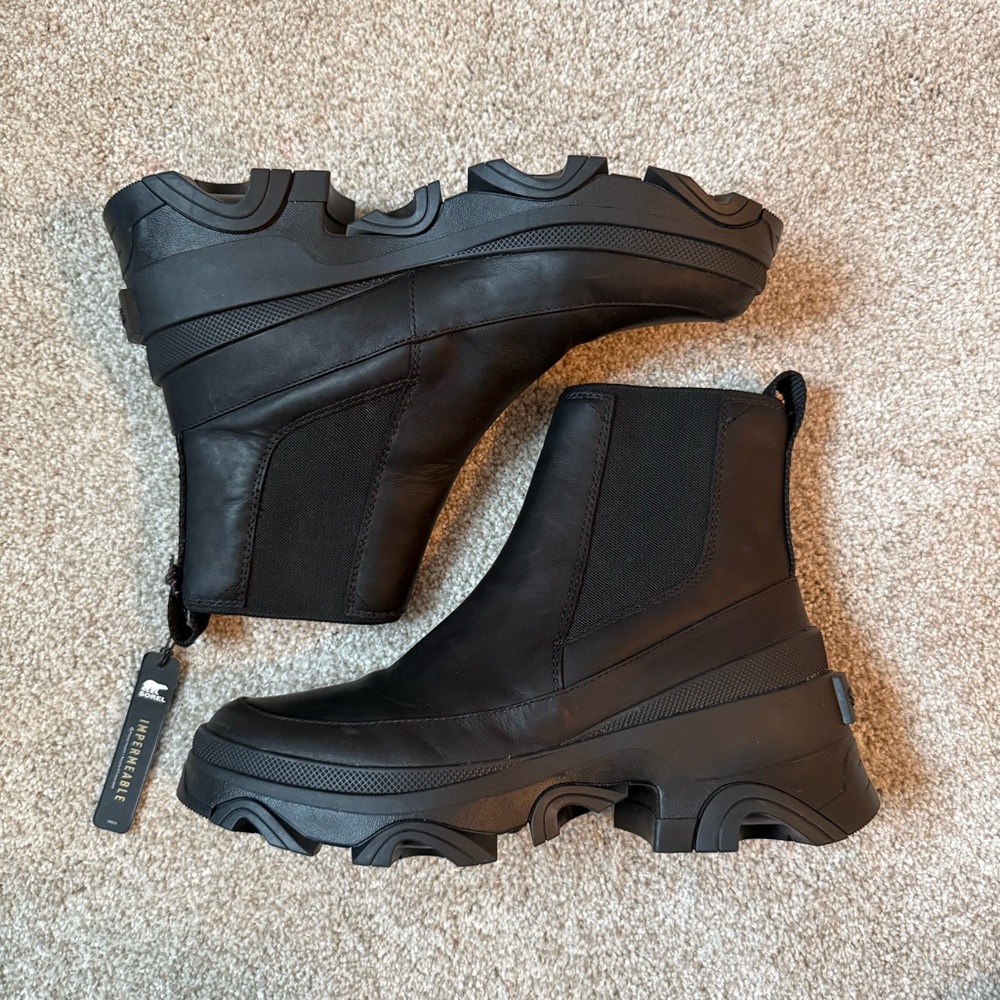 New Sorel Brex Weatherproof Chelsea Boot Women’s 9.5 Black Leather